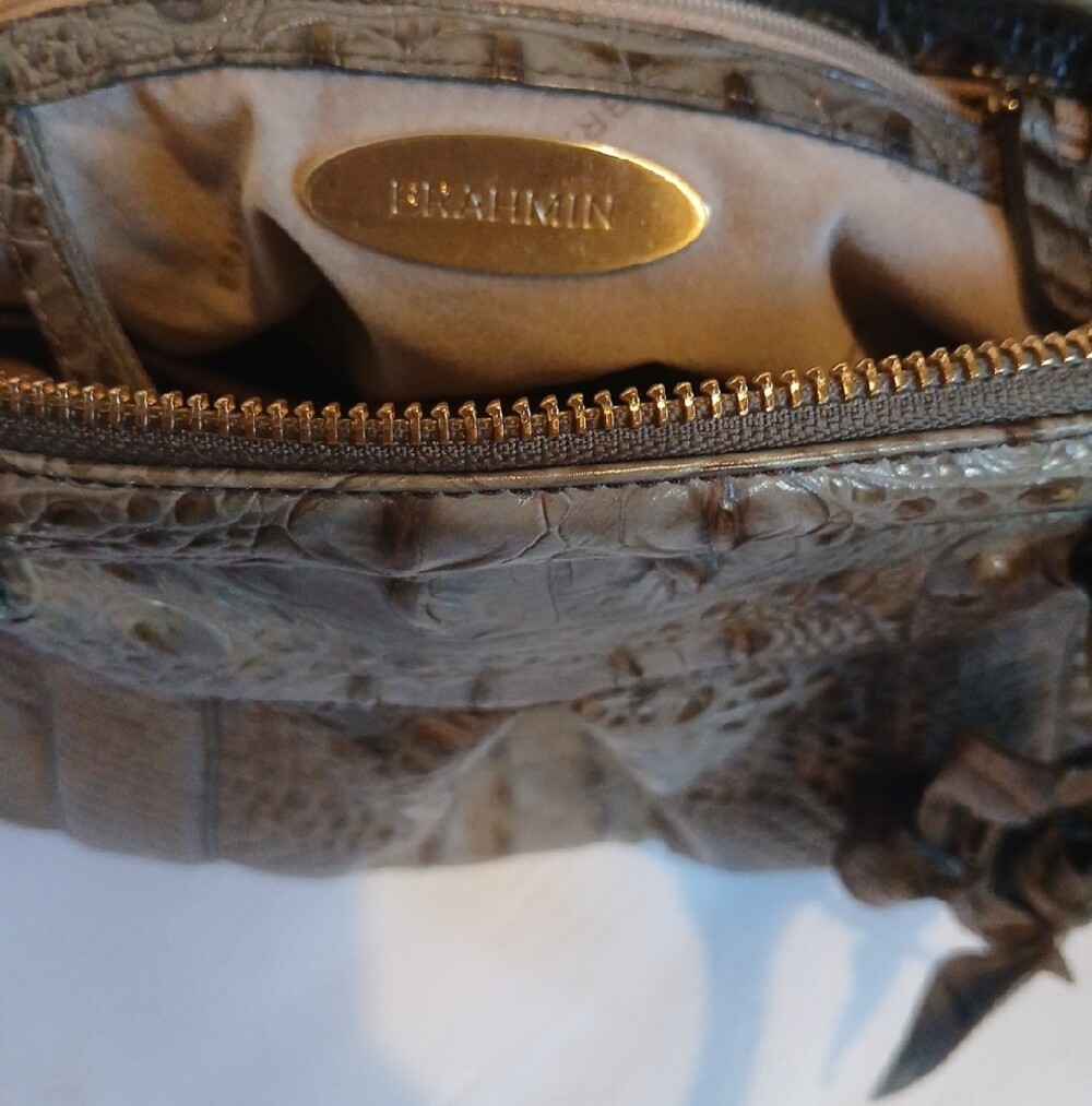 Brahmin Taupe Croc-Embossed Top-Handle Satchel - Picture 4 of 9
